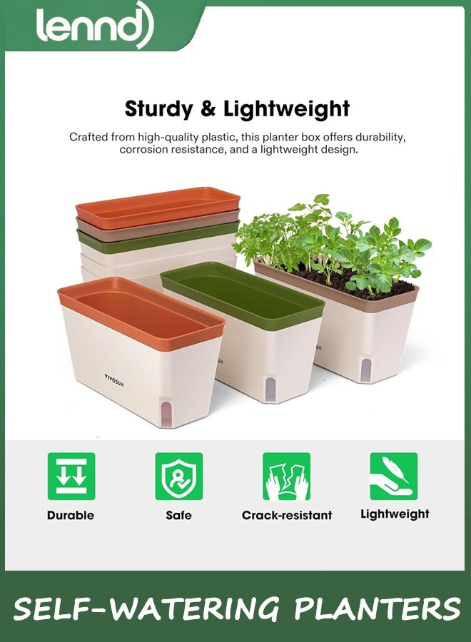 لينند أحواض زراعة ذاتية الري، عبوة من 3 قطع، صندوق زراعة أعشاب صغير الحجم 27 سم، مناسب للنباتات الداخلية والخارجية، مثالي للريحان والزهور والنباتات العصارية - Image 4